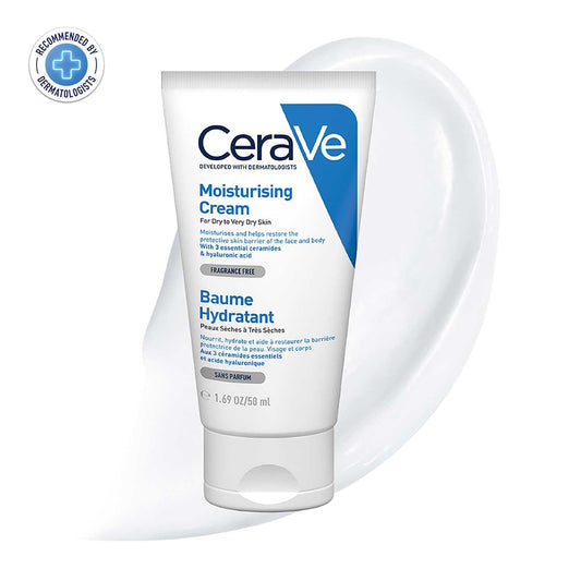 CeraVe Moisturizing Cream For Dry To Very Dry Skin (50ml) - Formulated with 3 Essential Ceramides And Hyaluronic Acid | Non-Comedogenic Moisturizer For Face and Body