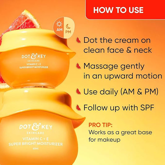 Dot & Key Vitamin C + E Sorbet Super Bright Moisturizer For Face | Vitamin C Face Moisturizer|Reduces Skin Dullness|Oil Free & Lightweight | For All Skin Types | 60Ml