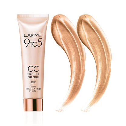 LAKMÉ 9 To 5 Cc Cream Mini|| 01-Beige|| Light Face Makeup With Natural Coverage For All Skin|| Spf 30-Tinted Moisturizer To Brighten Skin|| Conceal Dark Spots|| 9 G,1 Count